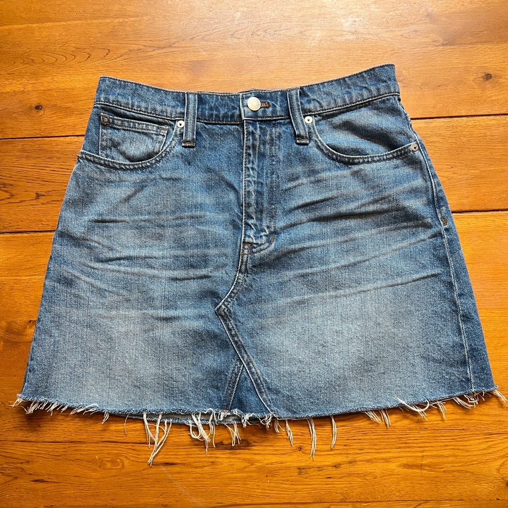 Madewell Blue Frayed denim Mini Skirt